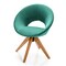 360 Degree Swivel Modern Velvet Upholstered Armchair with 4 Beech Wooden Legs